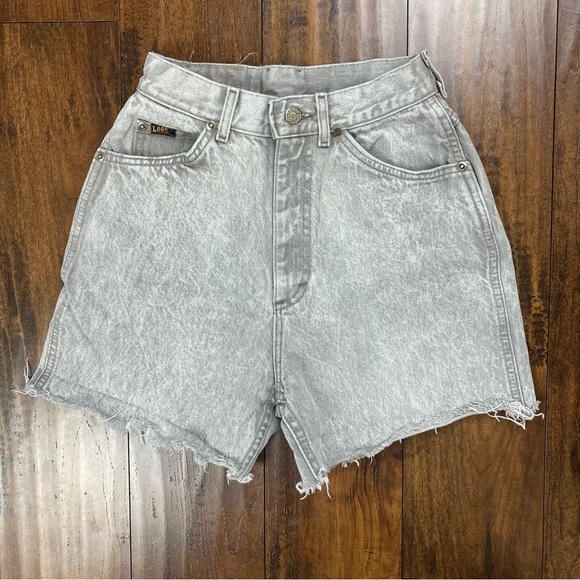 Lee Pants - LEE Women’s Cut Off Shorts Gray Union Made VINTAGE 100% Cotton Size 7 MED
